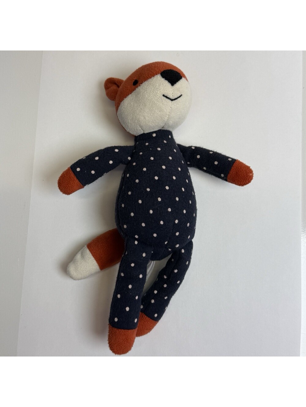 Jellycat Snuggler Fox Plush Blue Polka Dot Spots London Lovey NO BAG Toy Stuffed